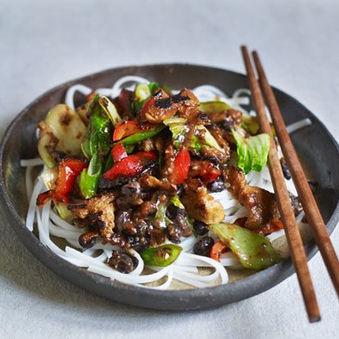 Seitan & black bean stir-fry