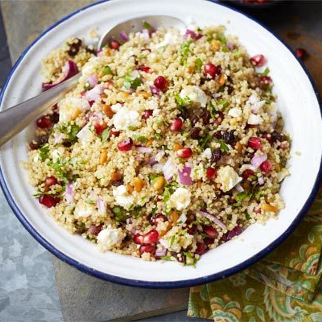 Herby quinoa, feta & pomegranate salad