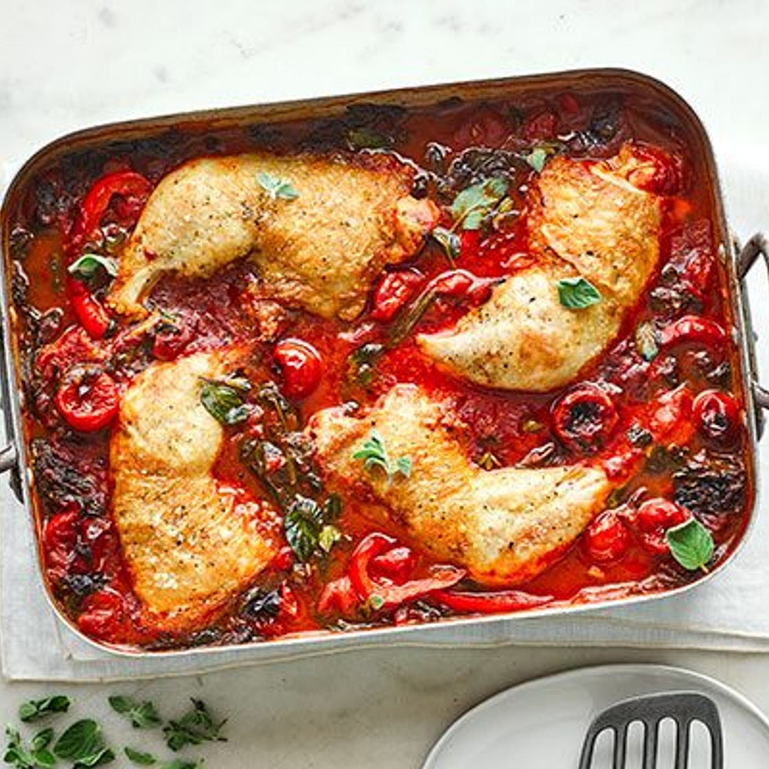 Baked chicken arrabbiata