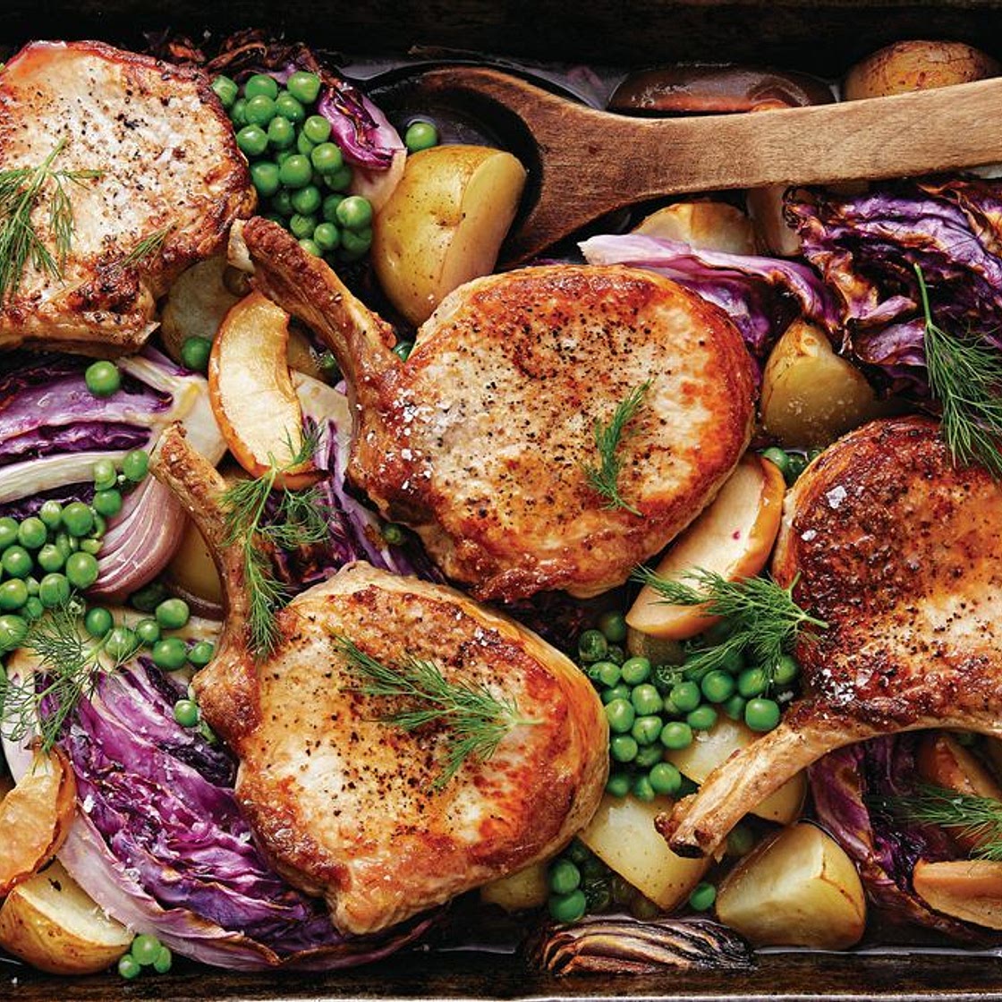 Sweet and sour pork and cabbage tray bake recipe