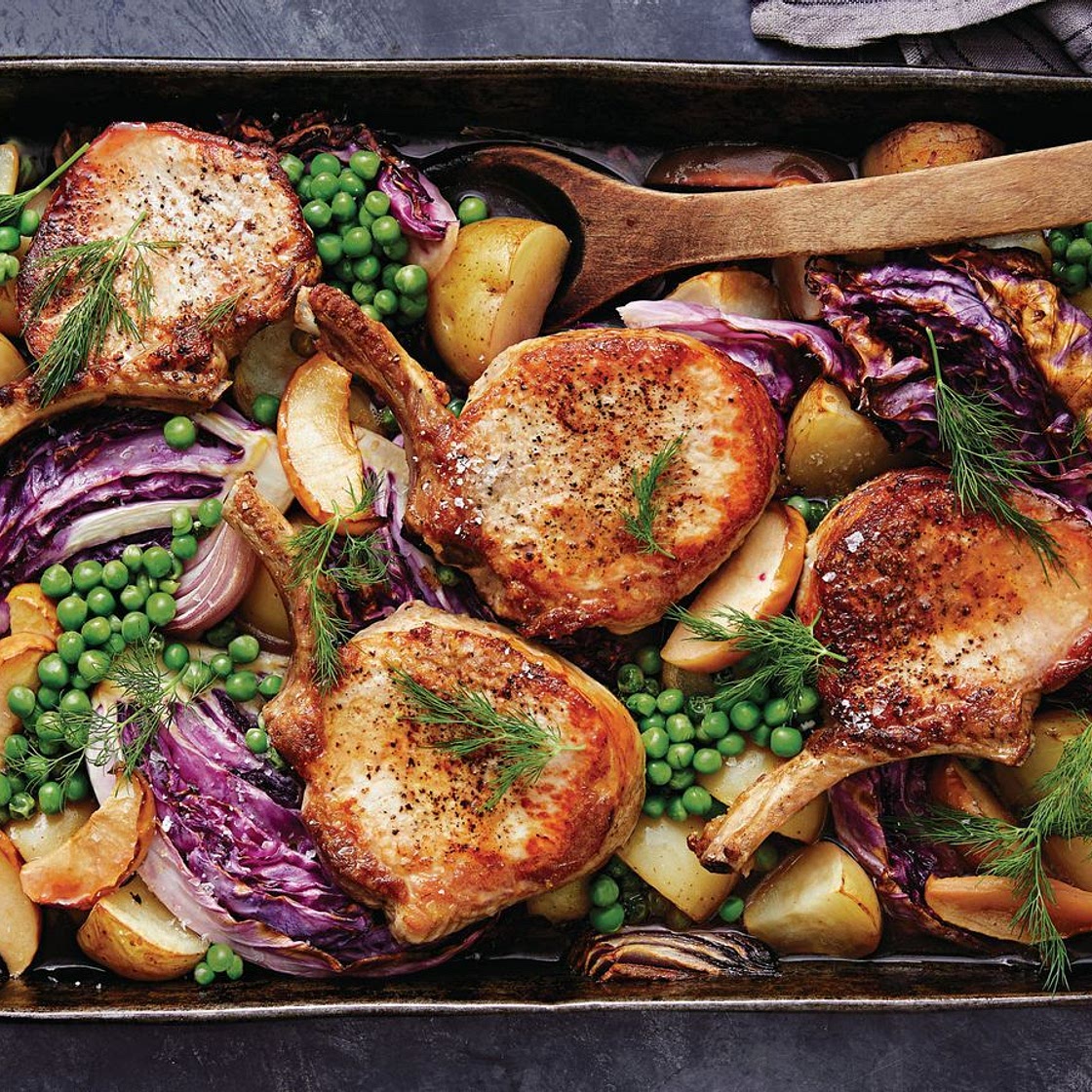 Sweet and sour pork and cabbage tray bake recipe