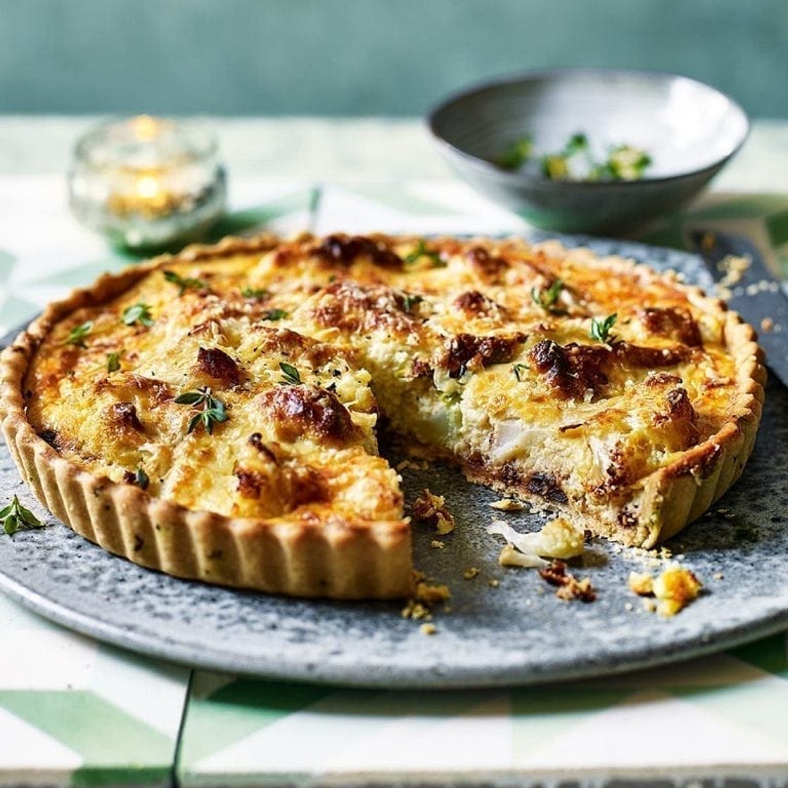 Sweet onion and cauliflower tart