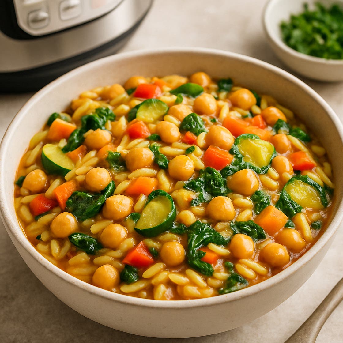 Instant Pot One-Pot Orzo with Chickpeas & Veggies (Vegan)