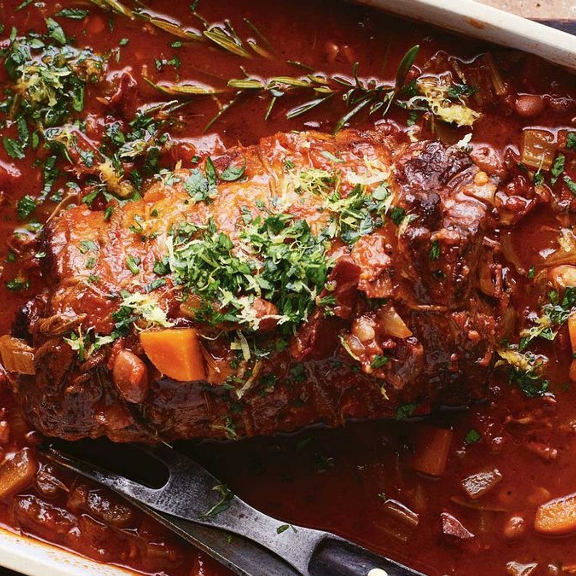 Italian beef with borlotti beans