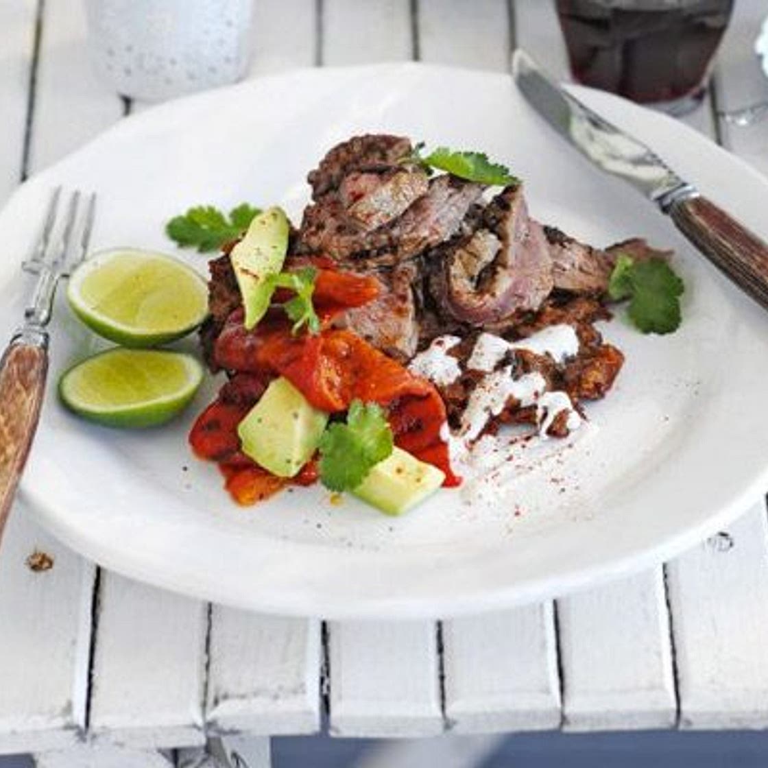 Mexican steak with homemade refried beans