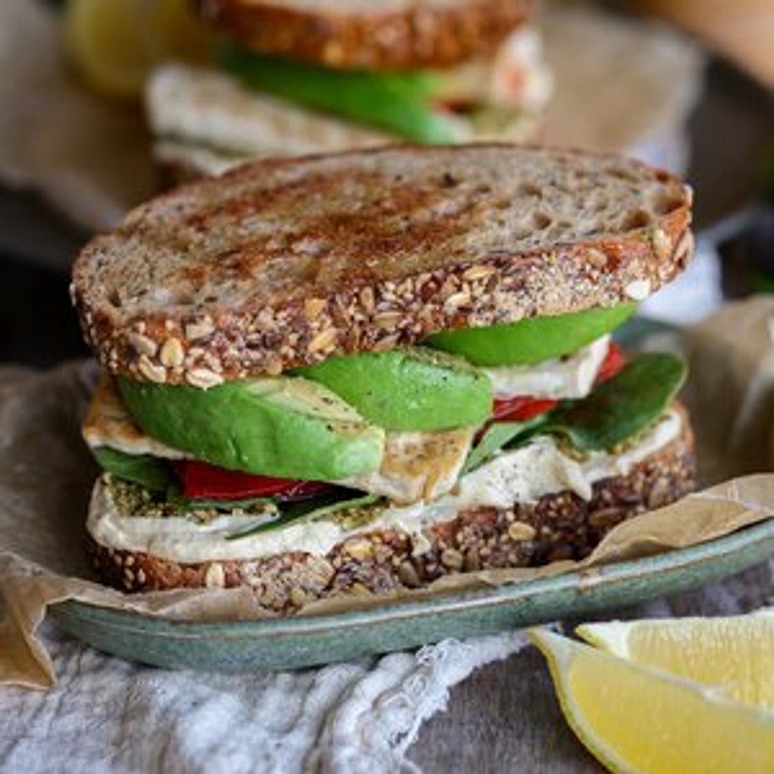 Roasted Bell Pepper Pesto Sandwich