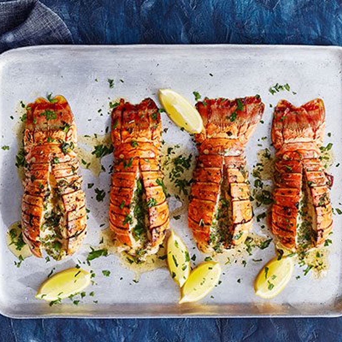 Grilled lobster tails with lemon & herb butter