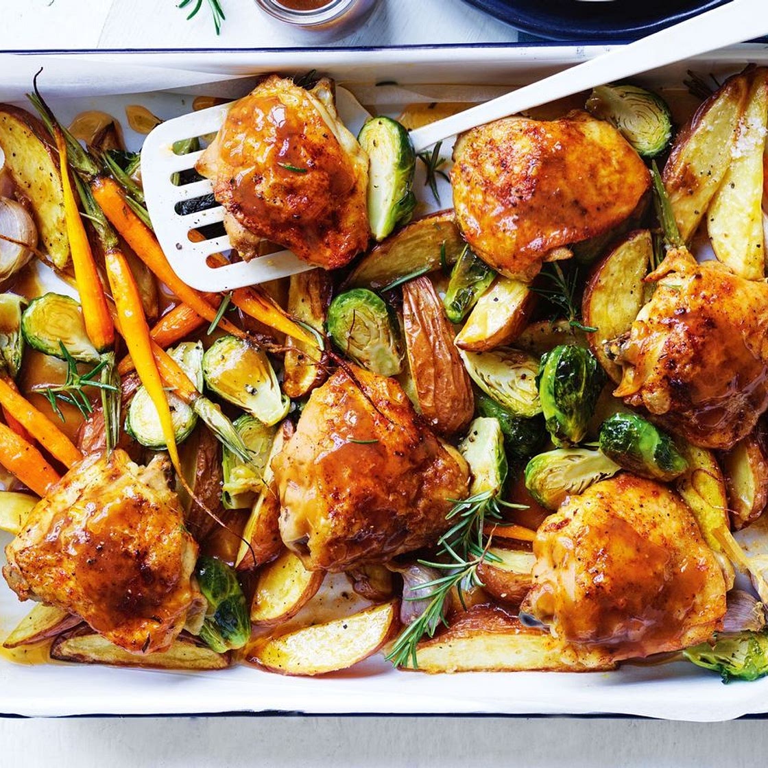 Garlic and rosemary chicken tray bake recipe