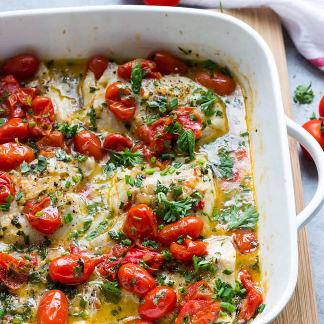 Cod with Tomato and Herb Butter