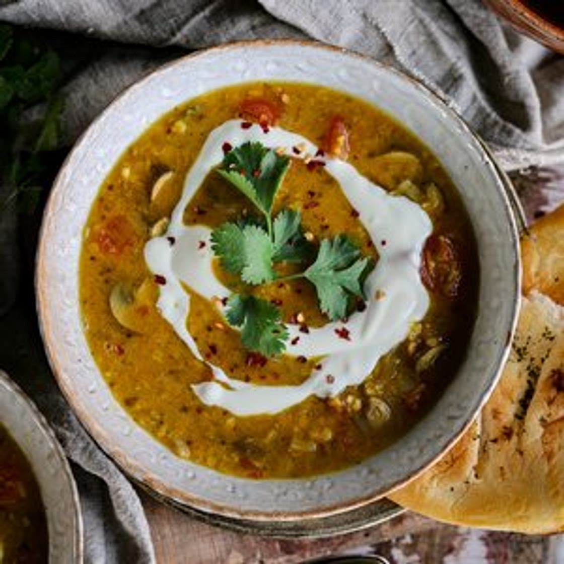 One-Pot Golden Red Lentil and Mushroom Curry Soup