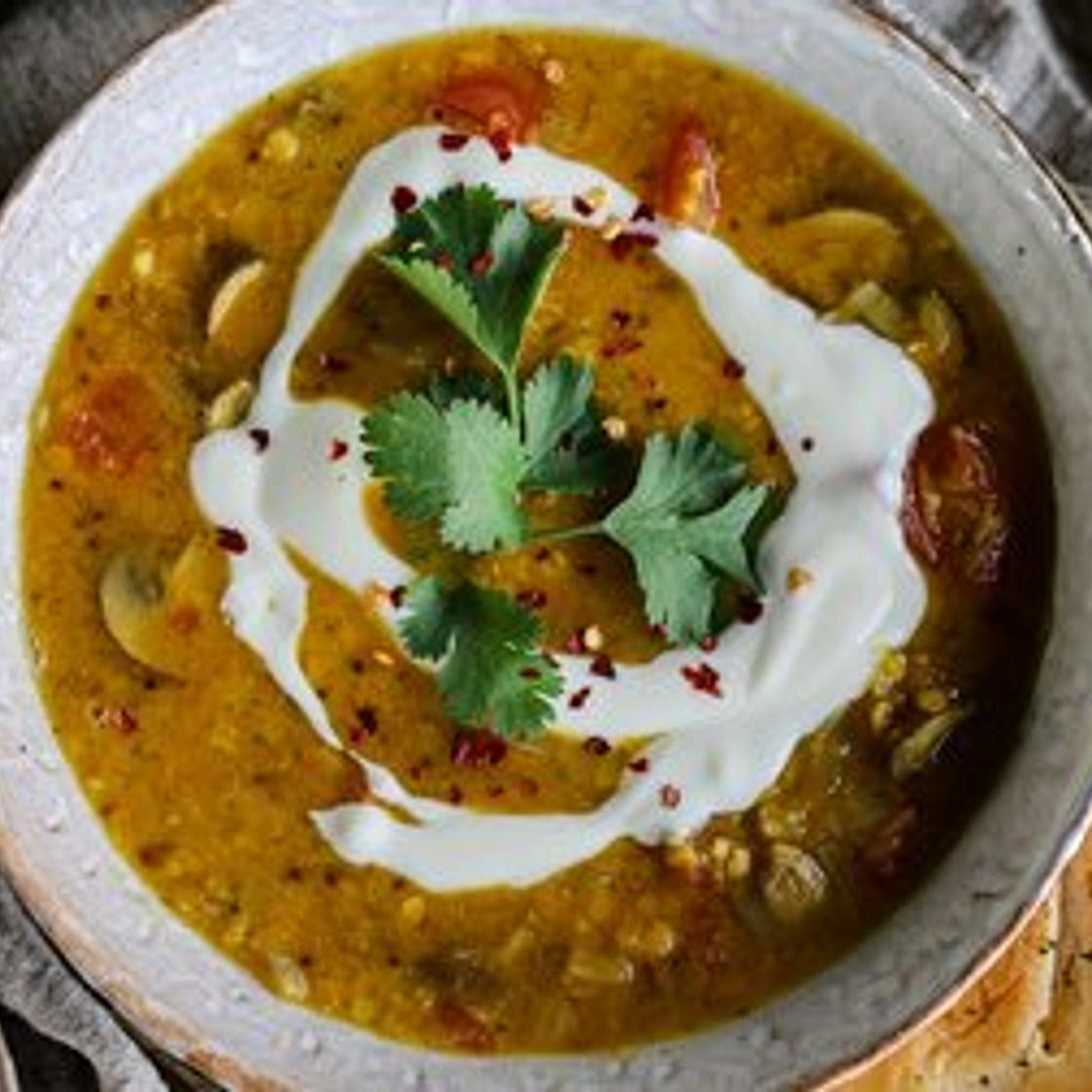 One-Pot Golden Red Lentil and Mushroom Curry Soup