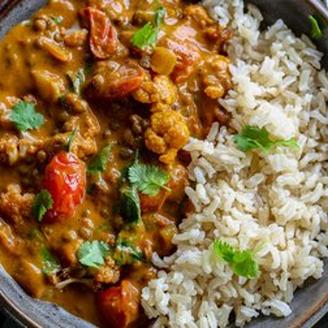 Roasted Cauliflower Lentil Curry