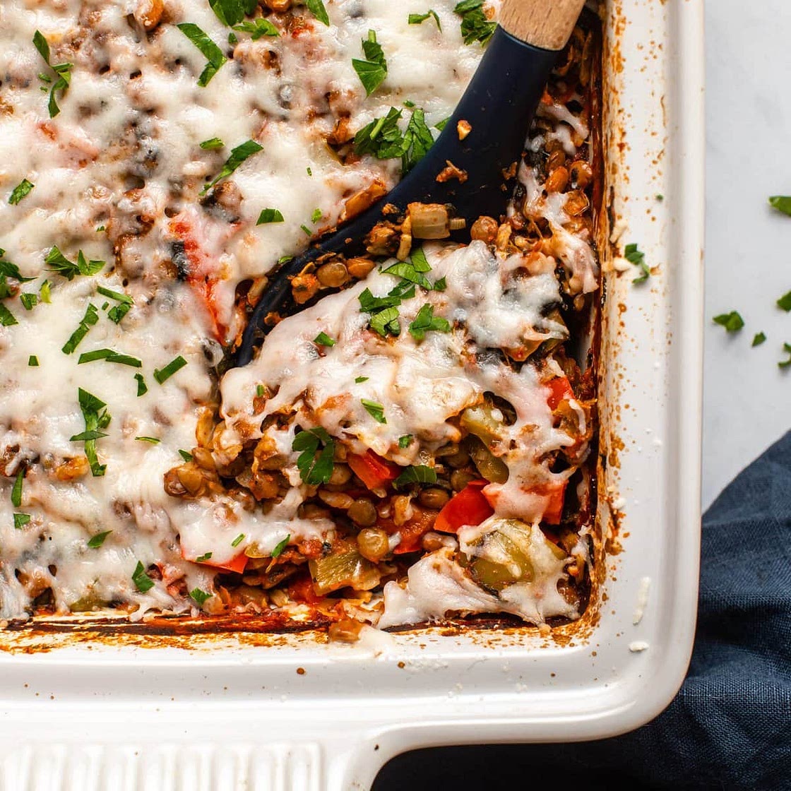 Vegan Stuffed Pepper Casserole | Dump-and-Bake