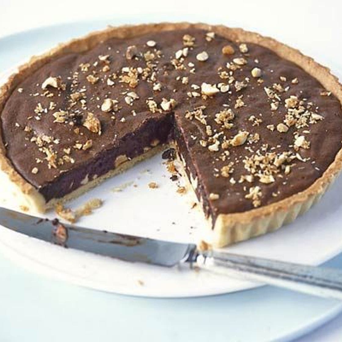 Chocolate & hazelnut praline tart