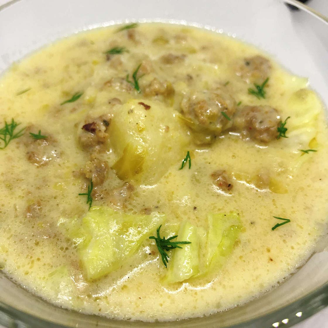 Instant Pot Creamy Cabbage Sausage Soup