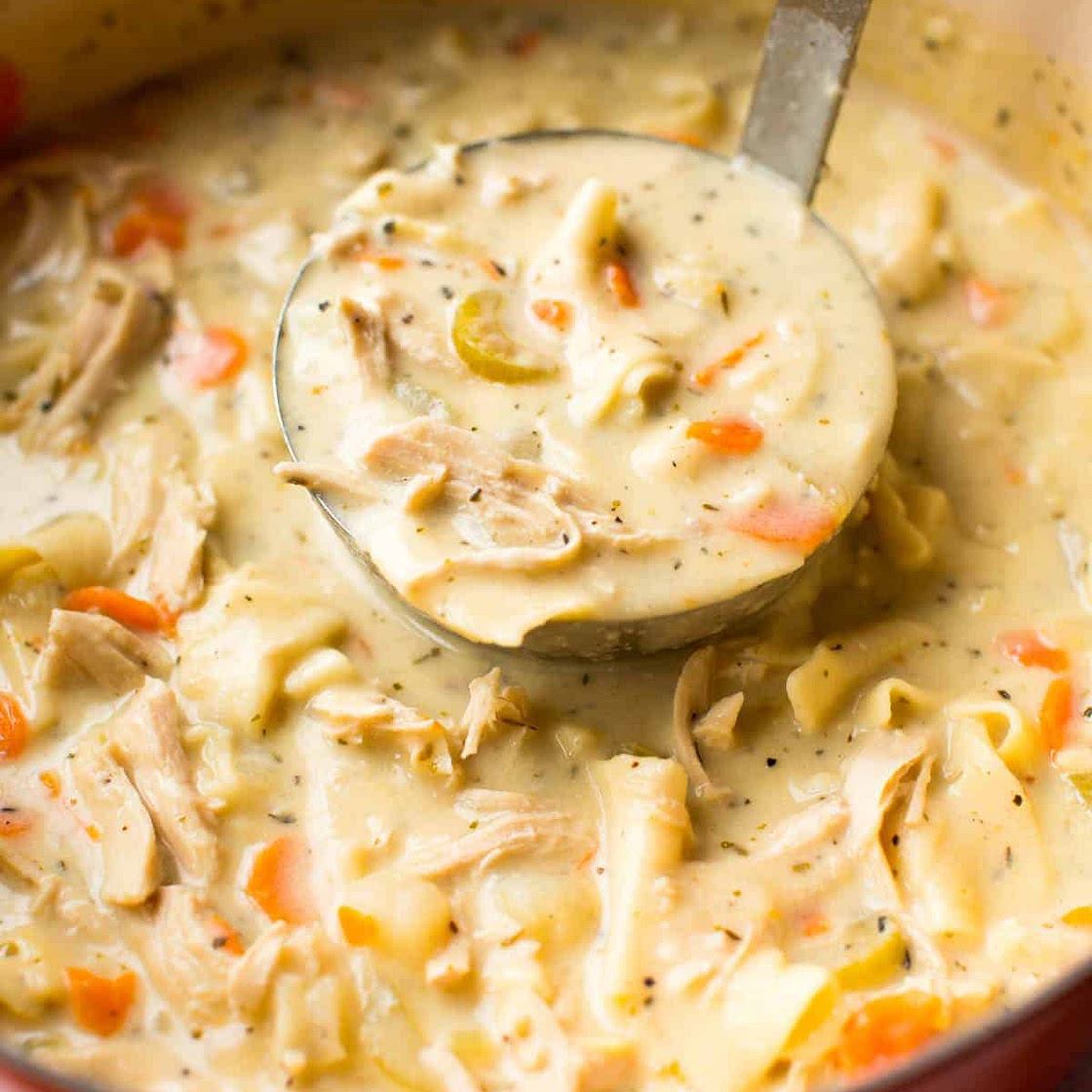 Lightened-Up Creamy Chicken Noodle Soup