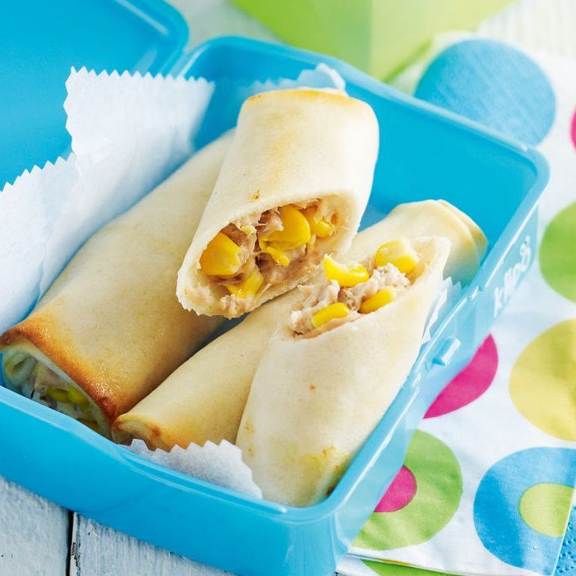 Tuna and corn spring rolls