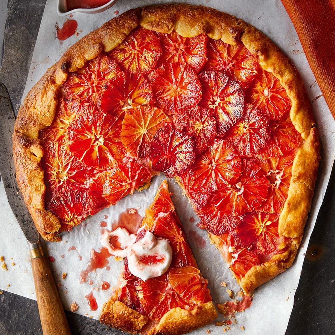 Blood orange tart with cardamom cream