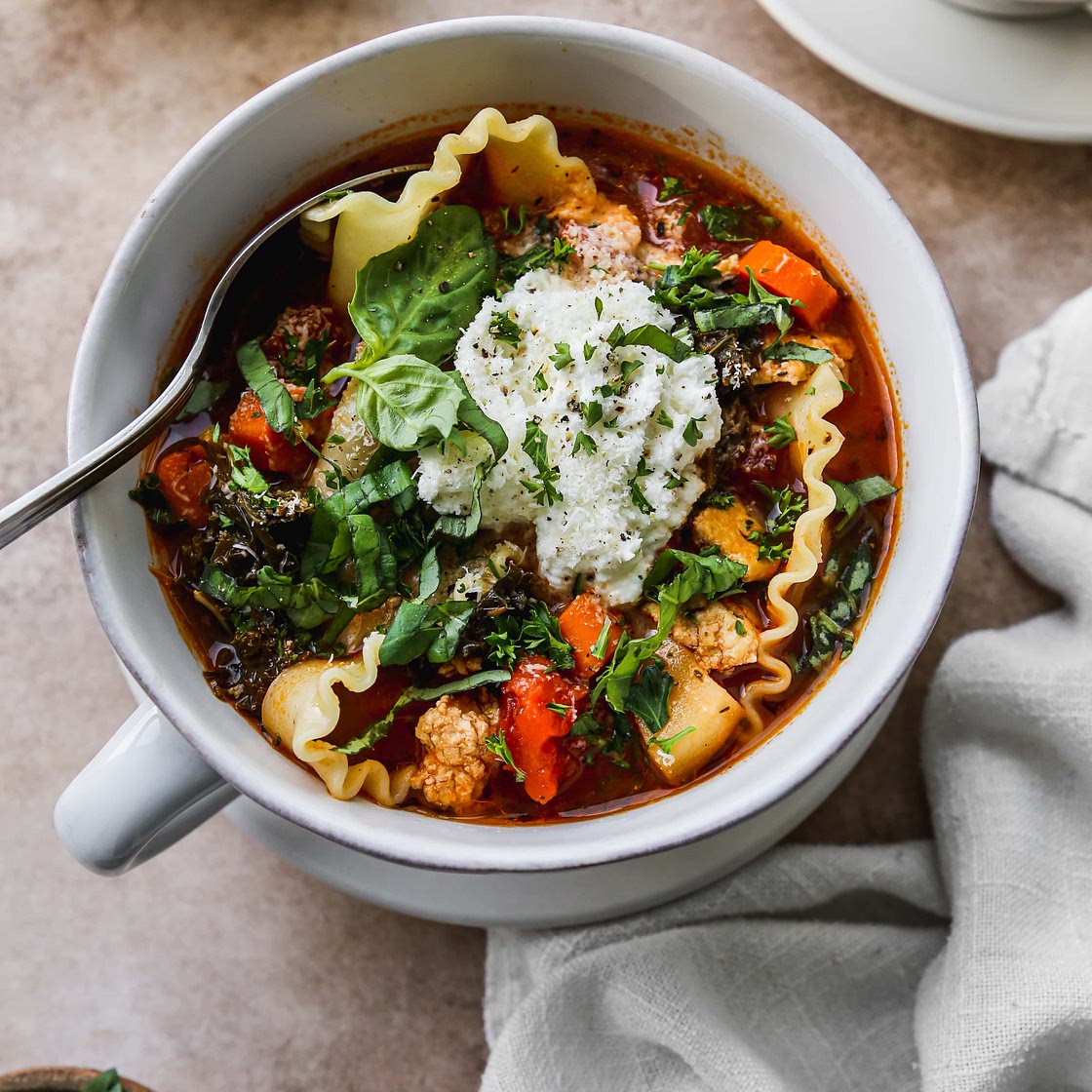 Healthy Vegetarian Lasagna Soup