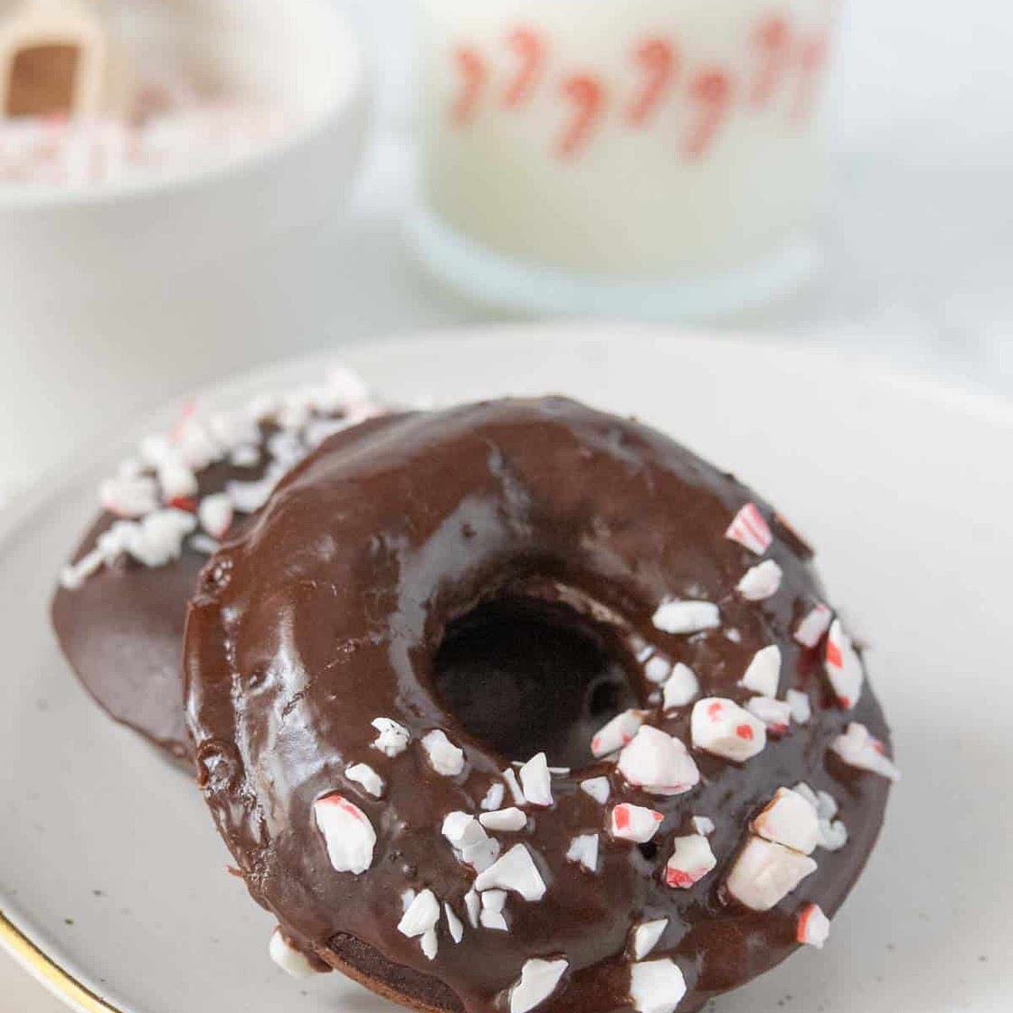 Baked Chocolate Donuts with Peppermint