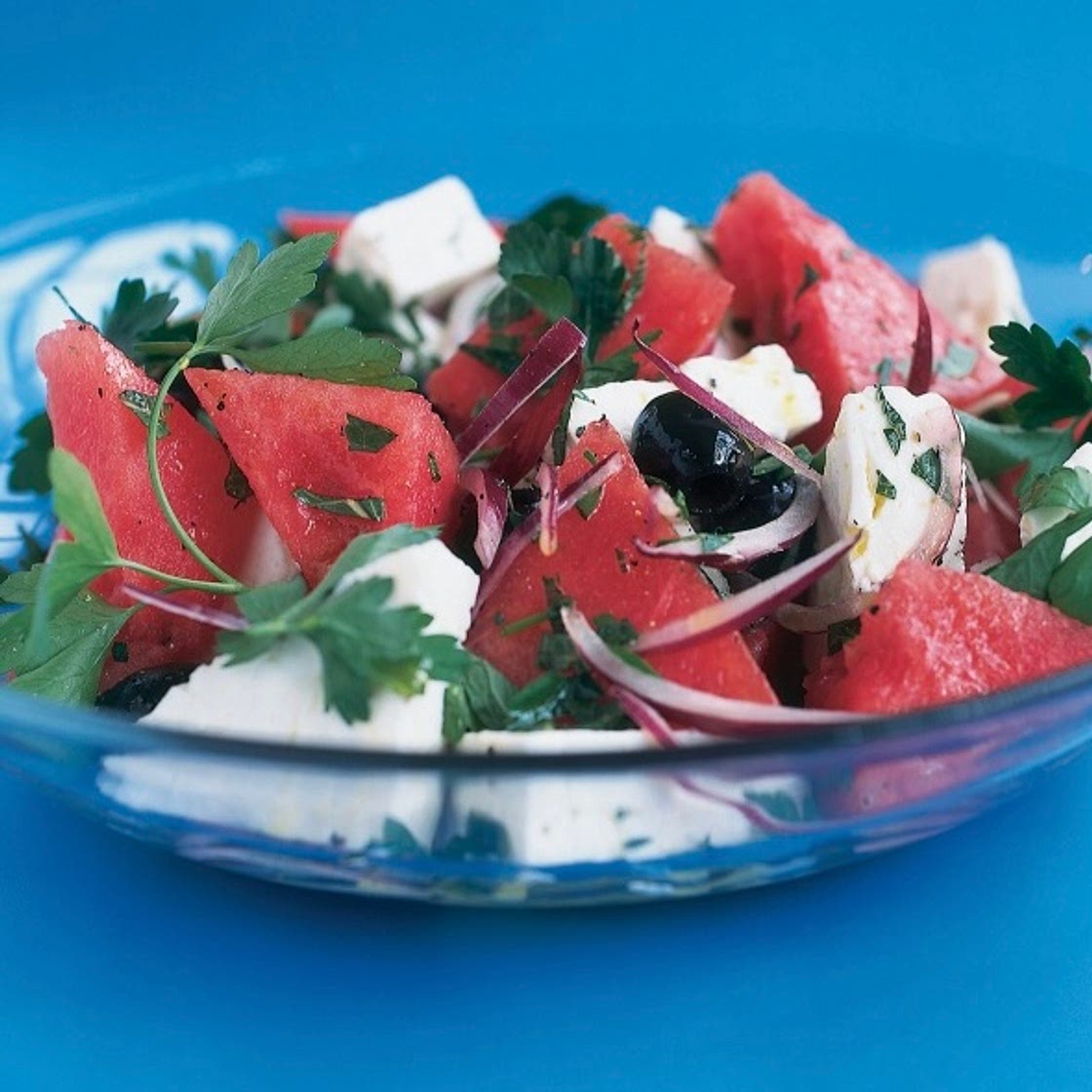 Watermelon, Feta and Black Olive Salad