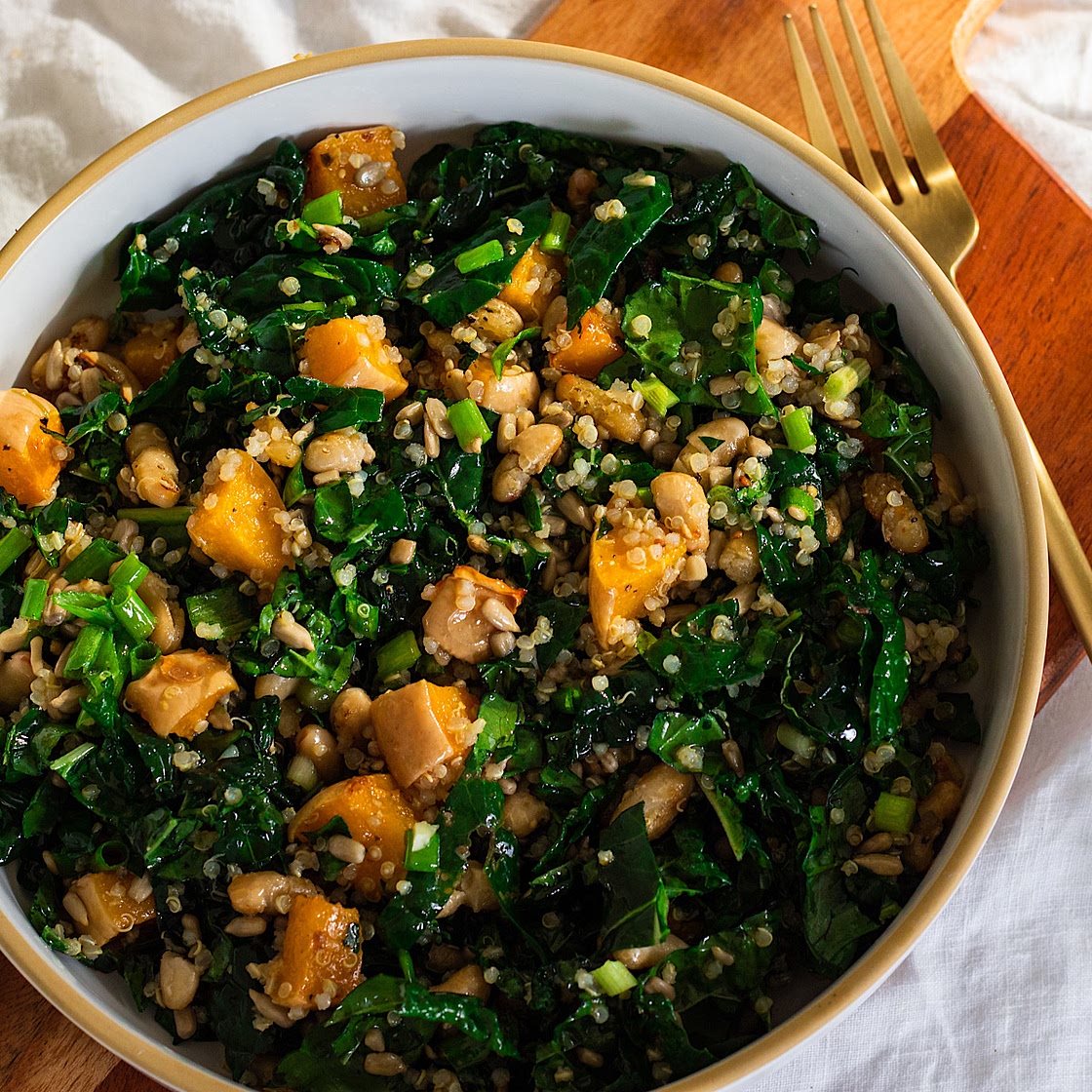 Vegan Crispy White Bean and Kale Salad