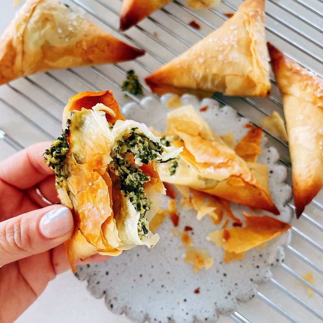 Vegan Spinach and Cheese Filo Triangles