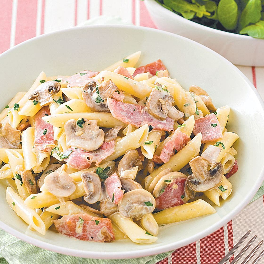 Creamy ham and mushroom pasta