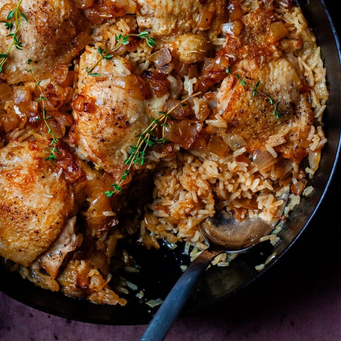 Chicken Rice with Buttered Onions