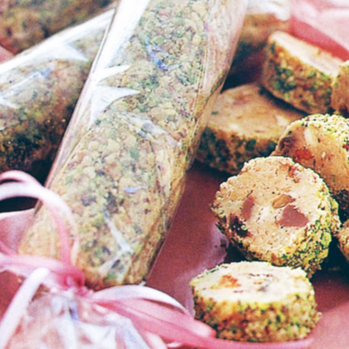 Chocolate, fruit and nut logs