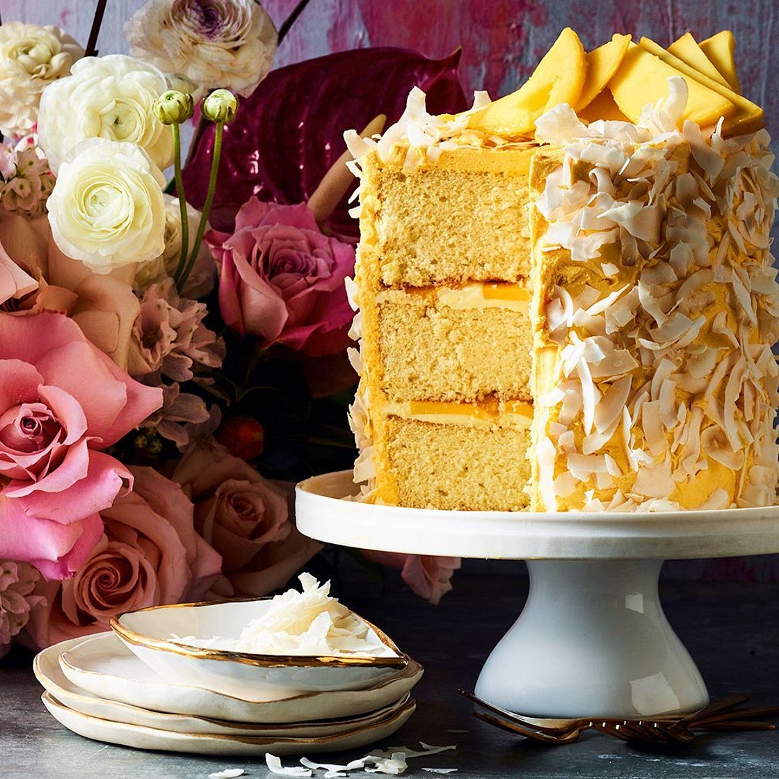 Mango lamington layer cake