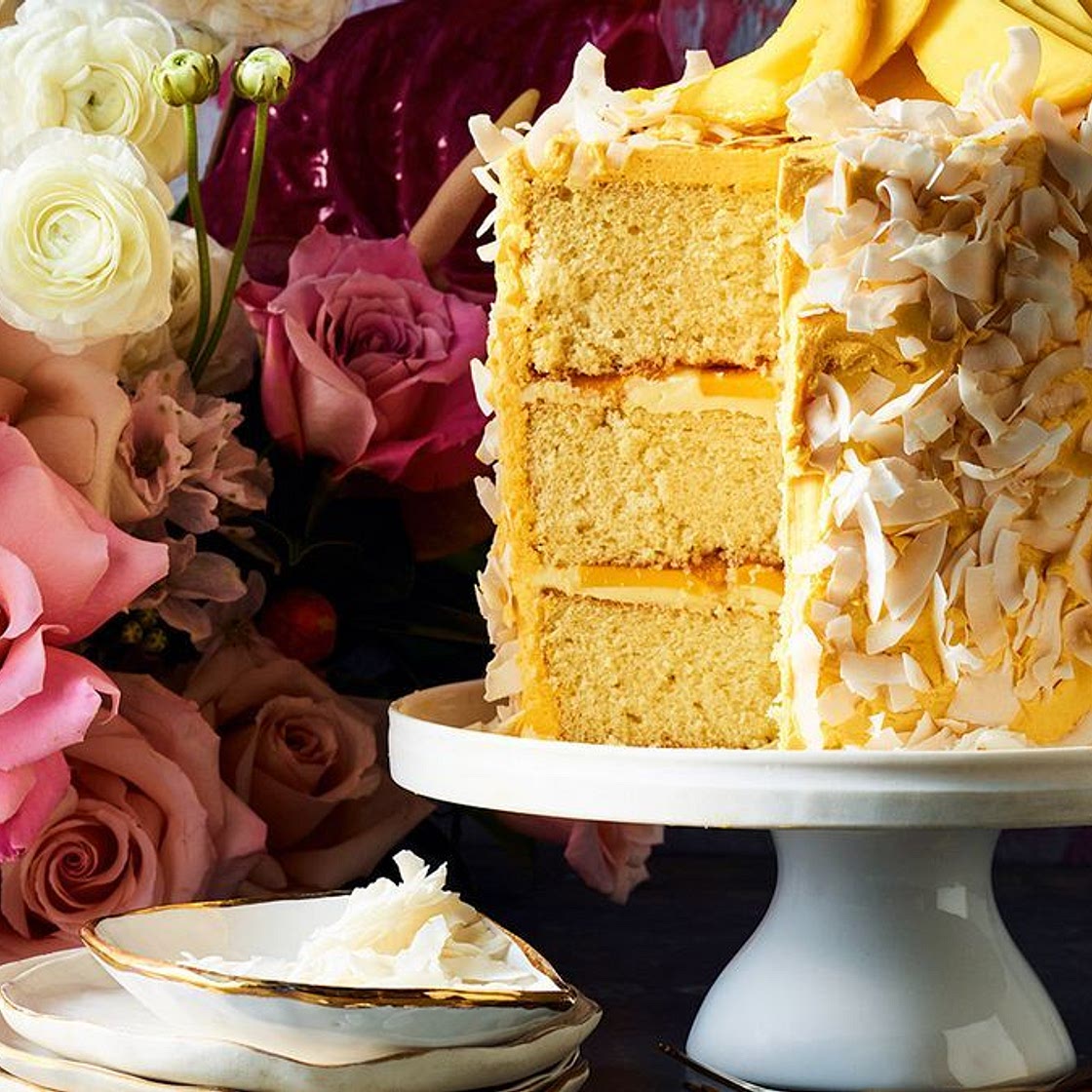 Mango lamington layer cake