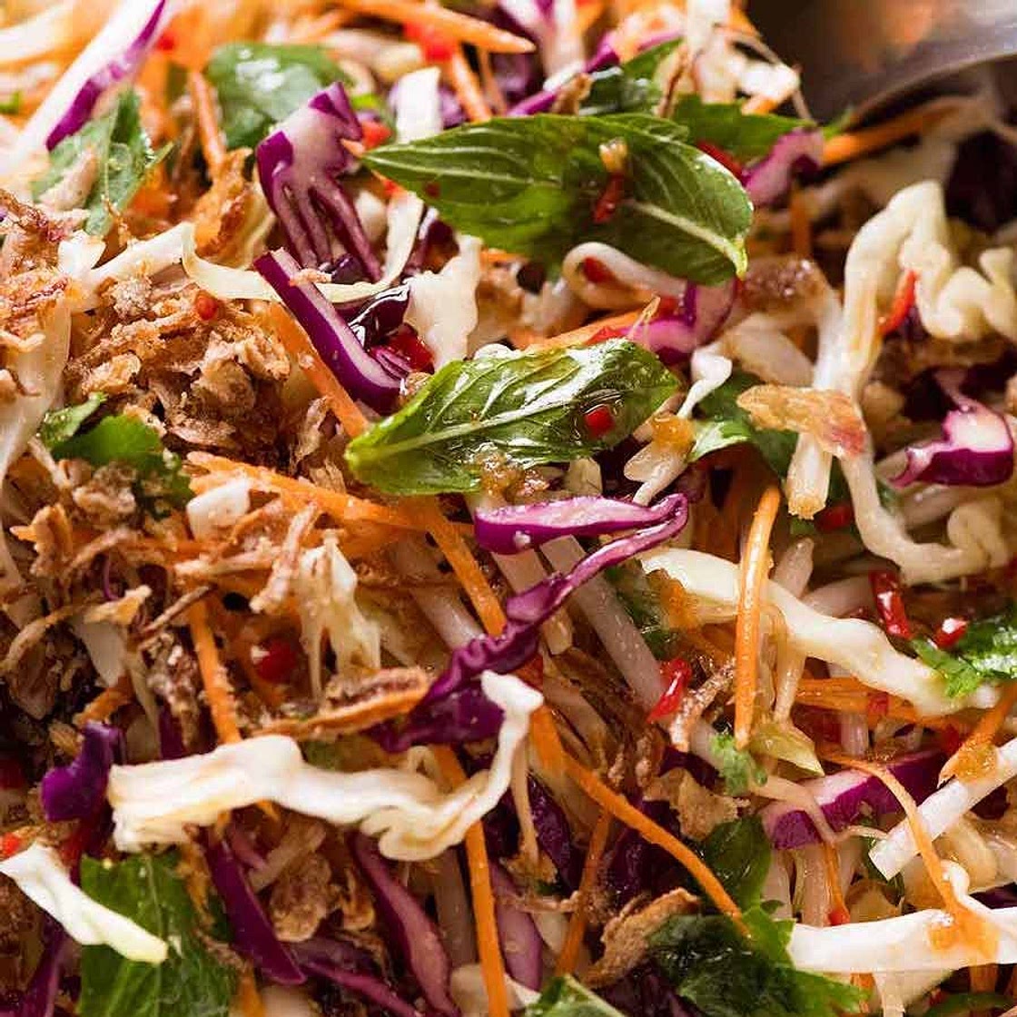 Asian Slaw - crunchy Oriental Cabbage Salad with Asian Dressing