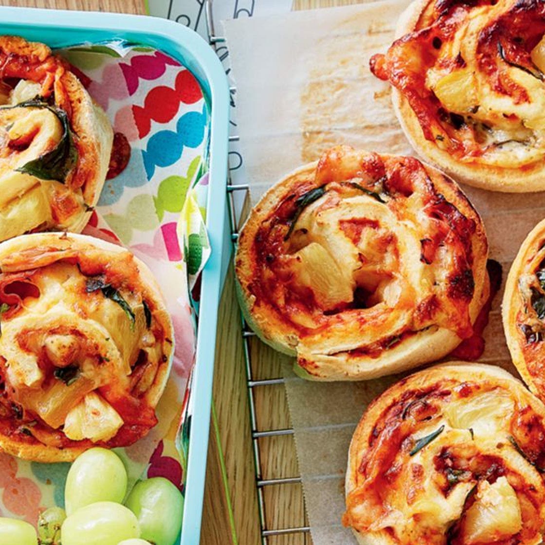 Hawaiian pizza scrolls