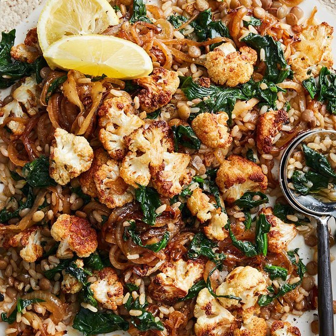 Healthy cauliflower, lentils and rice recipe