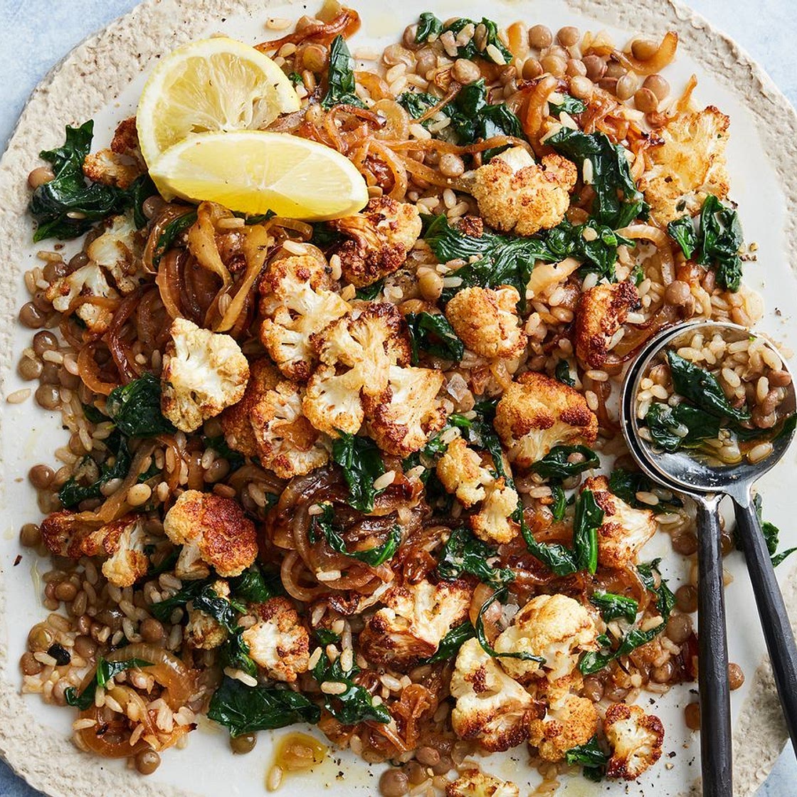 Healthy cauliflower, lentils and rice recipe