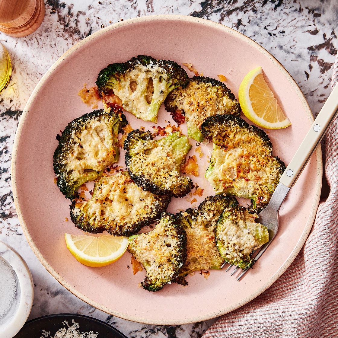 Lemon Parmesan Smashed Broccoli