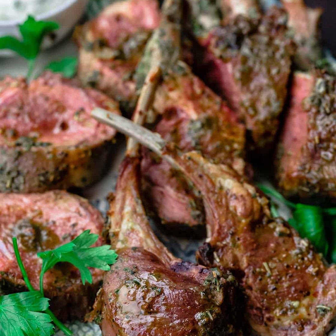 Roast Rack of Lamb with Garlic and Herbs