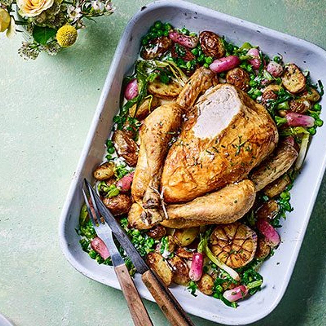 Spring one-pot roast chicken