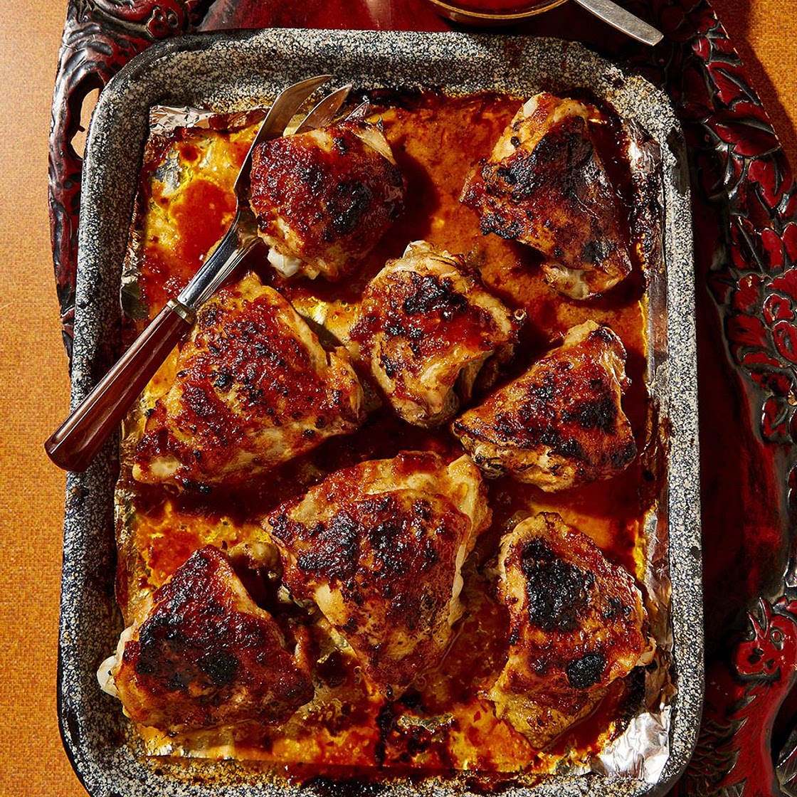 Miso and gochujang butter roast chicken