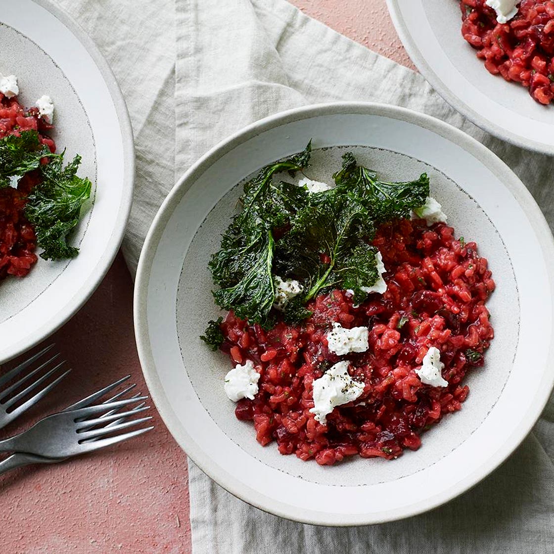 Beetroot and goats’ cheese risotto