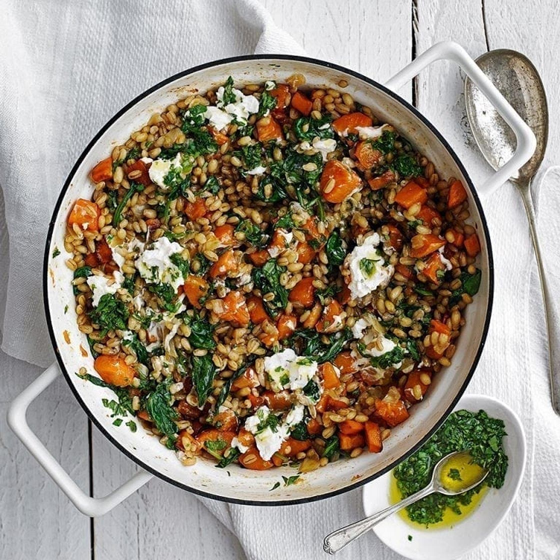 Sweet potato and barley pilaf