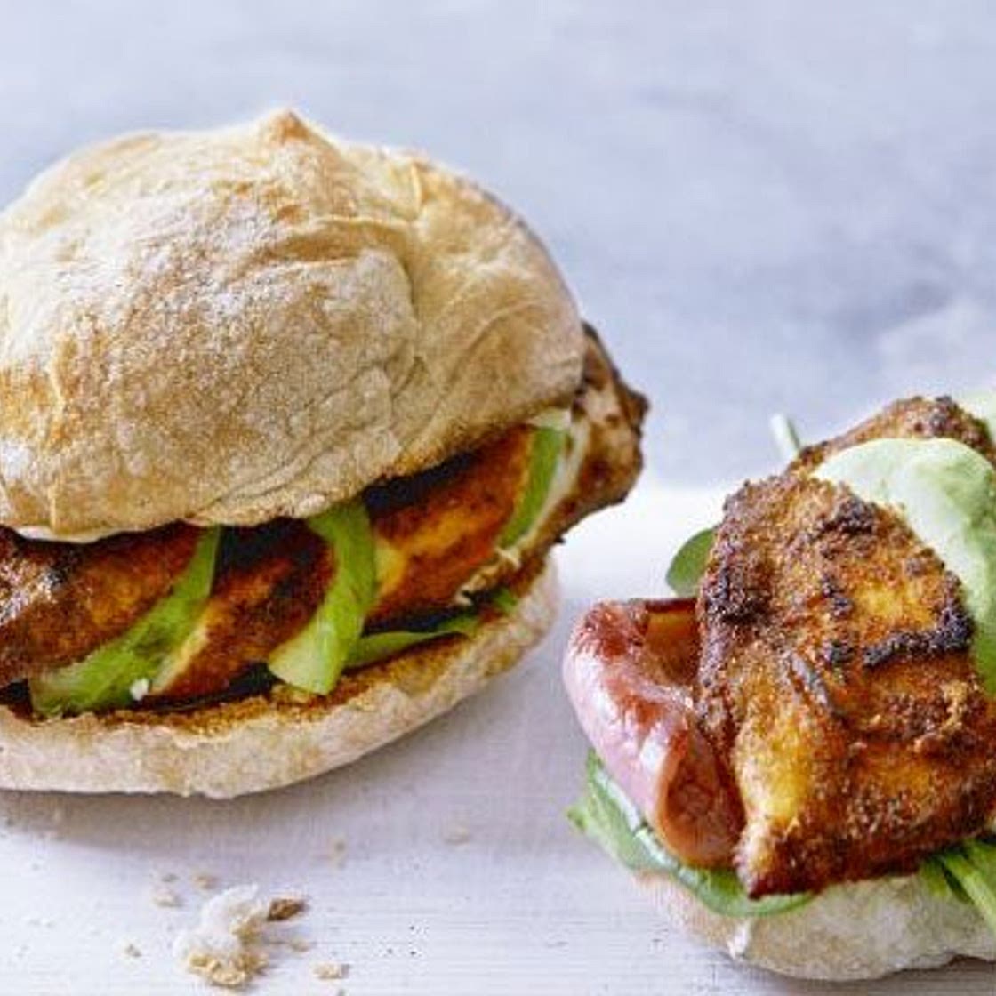 Fully loaded Cajun chicken burgers