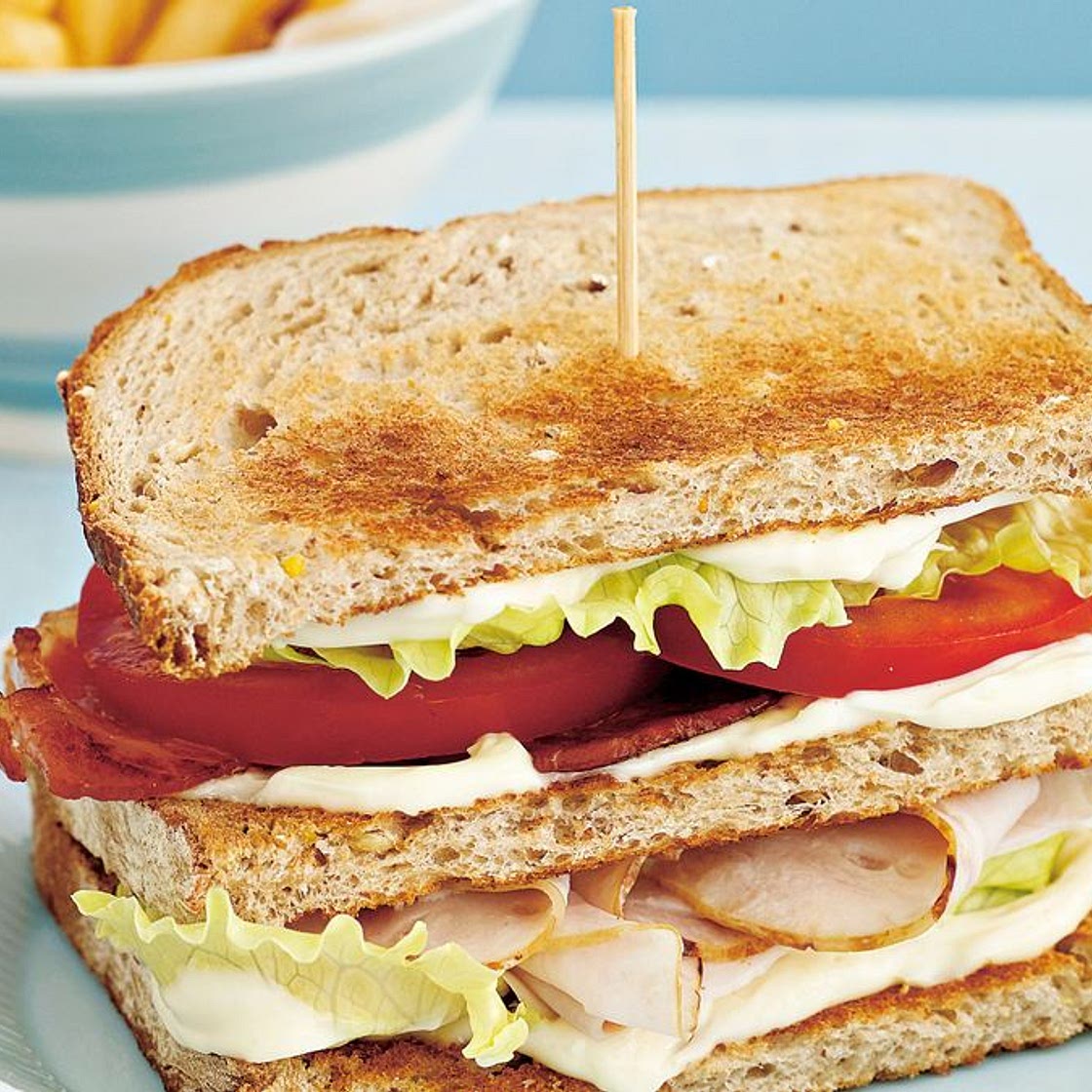 Classic turkey club sandwich