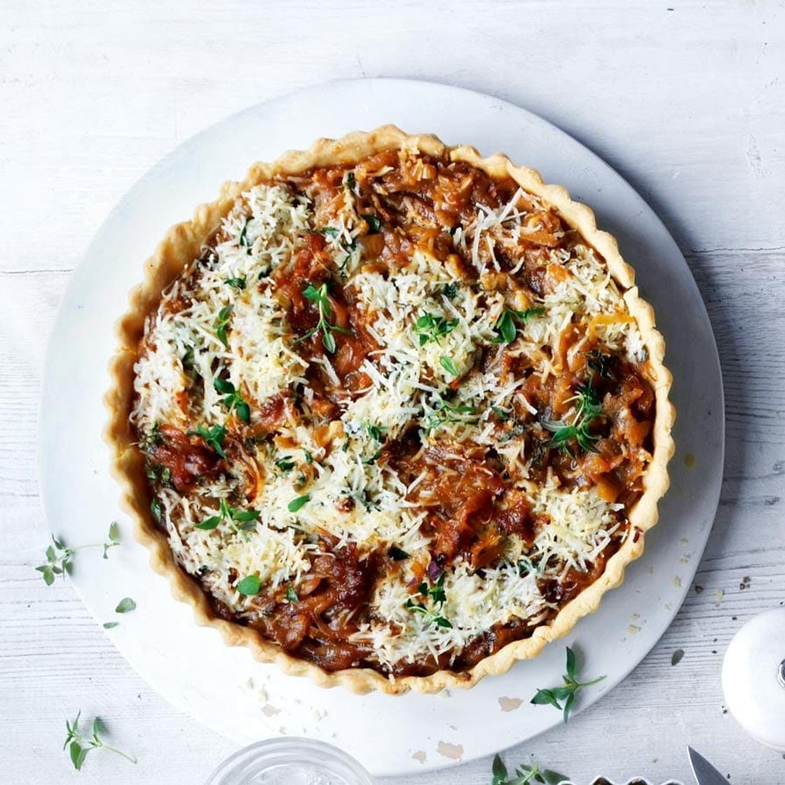 Caramelised onion and thyme tart