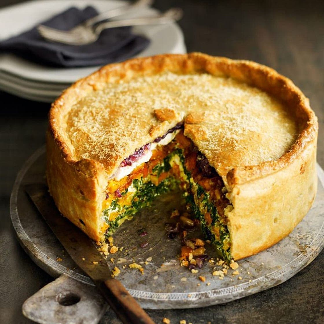 Butternut squash, spinach and goat’s cheese pie