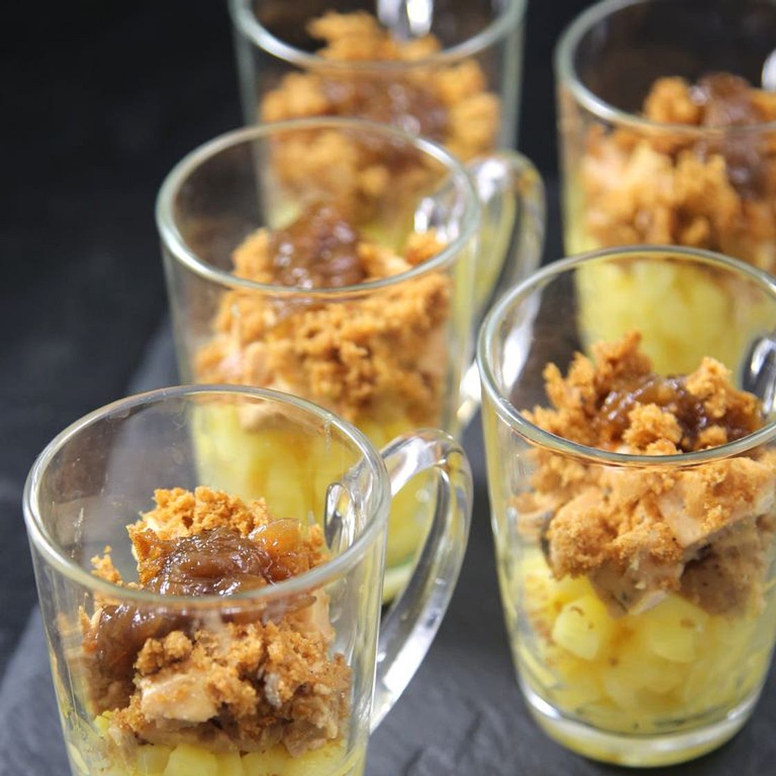 Verrine foie gras pommes et pain d'épices