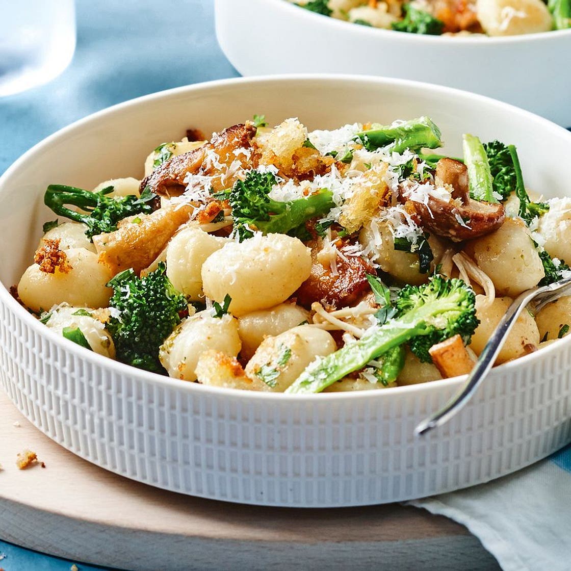 Gnocchi, wild mushrooms, broccolini and breadcrumbs