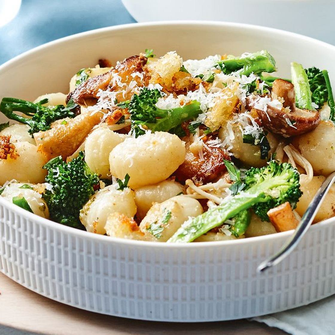 Gnocchi, wild mushrooms, broccolini and breadcrumbs