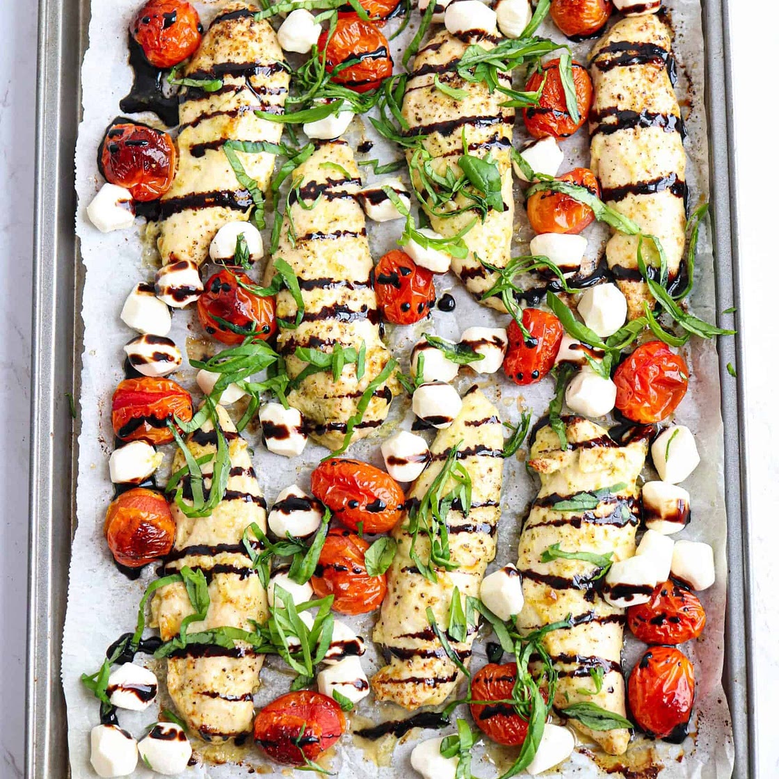Chicken Caprese Sheet Pan